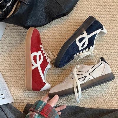 香港百搭拼色阿甘鞋女2025春秋新款小众复古安可拉红芭蕾德训鞋潮