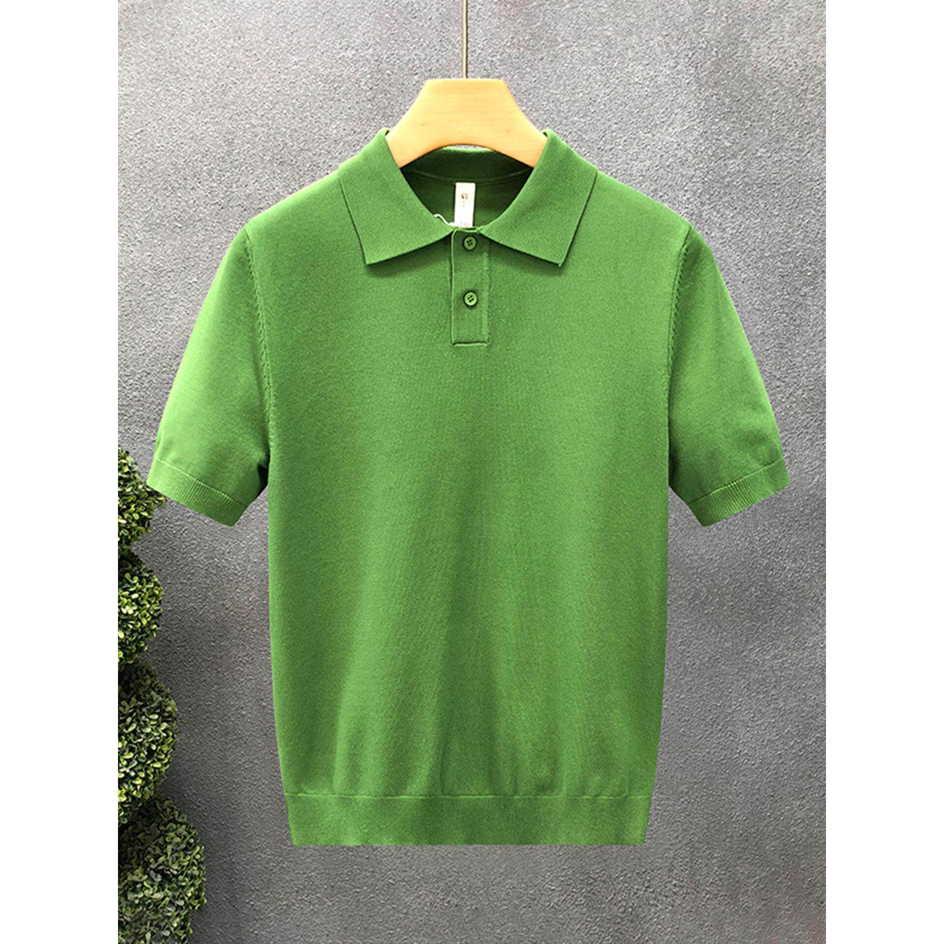 MUSONMU翻领针织短袖POLO衫男夏季冰丝薄款透气休闲半袖潮牌T恤衫