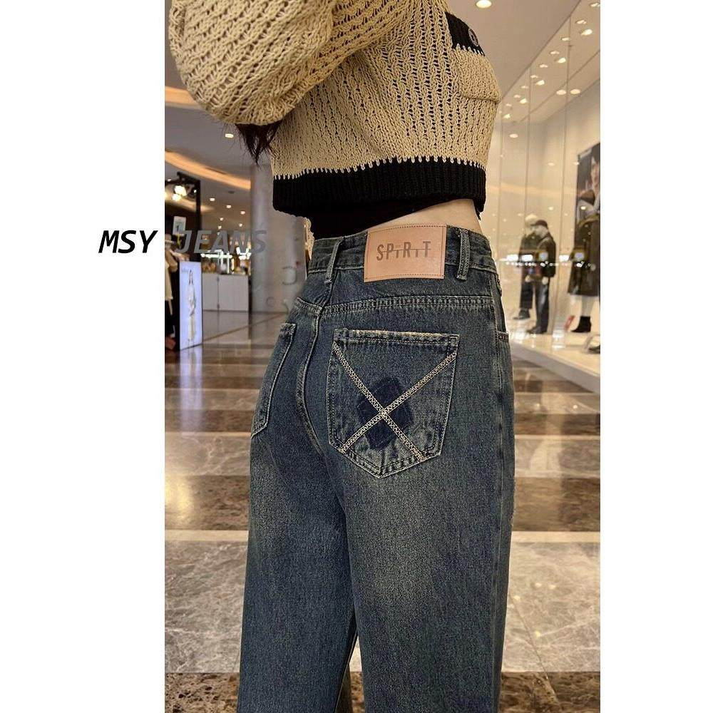 法国Rouje Dsyle 春秋阔腿牛仔裤女新款美拉德风加绒高腰直筒裤冬,女装/女士精品,牛仔裤,淘宝优惠券,粉丝福利购,淘宝优惠卷