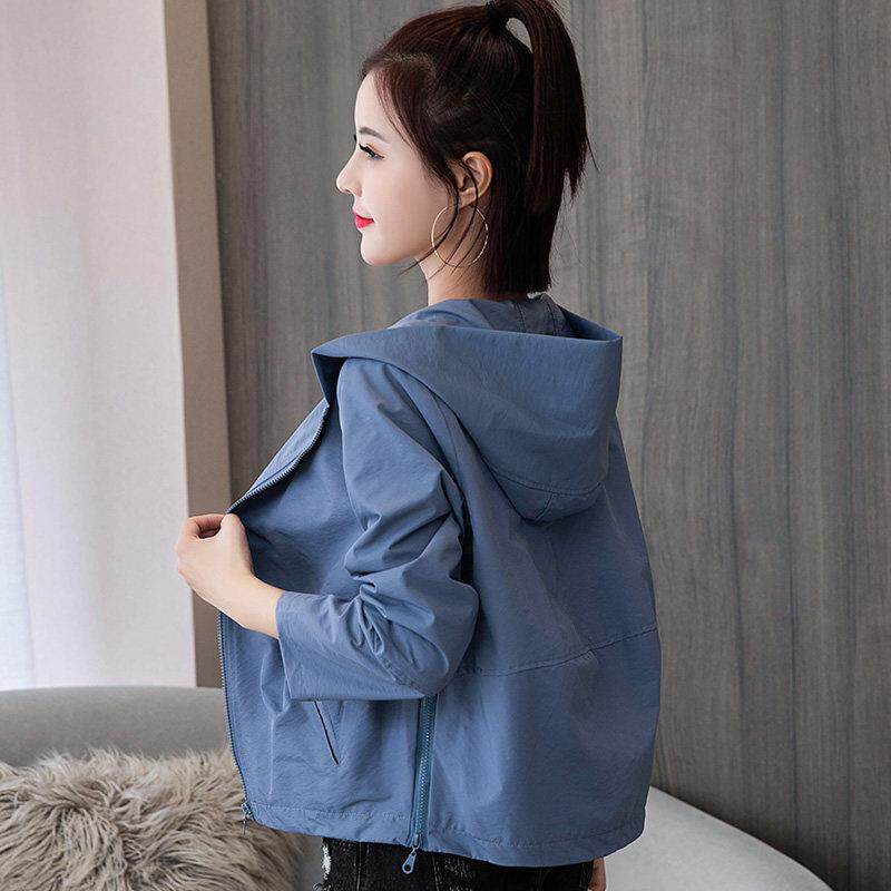 2025春秋冬女式上衣新韩式时尚宽松修身小休闲短连帽上衣时髦