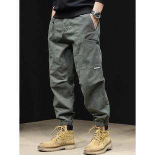 裤 男夏季 新款 束脚裤 BIAS军绿色工装 宽松哈伦休闲男裤 子 neith