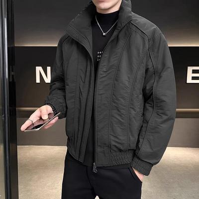 高端立领夹克外套男士2025新款春秋季短款工装休闲羽绒服男款冬装