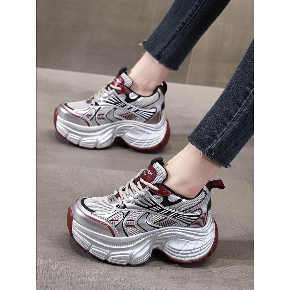 厚底小个子内增高女鞋2025爆款新款超轻运动8cm不累脚休闲老爹鞋