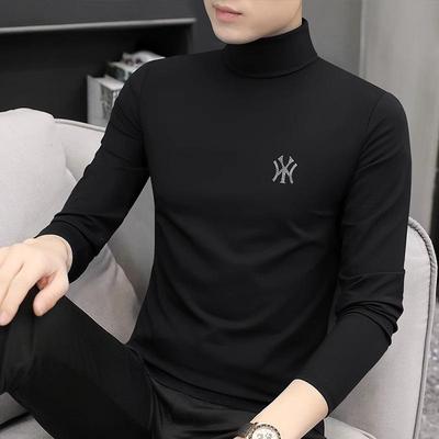 高领打底衫男长袖秋冬新款潮流修身加绒纯棉内搭时尚潮牌男士T恤