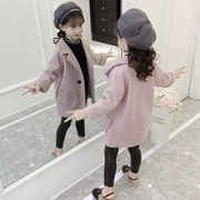 Áo khoác len nữ mùa thu đông 2019 phiên bản Hàn Quốc mới của cô gái ngoại quốc trong phần dài áo len mùa thu trẻ em - Áo khoác