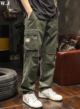潮牌it neith BIAS美式秋冬军绿色工装裤男直筒宽松大码纯棉百搭
