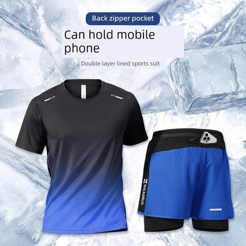 德国跑步运动套装男子马拉松夏季冰丝速干田径运动自行车训练健身