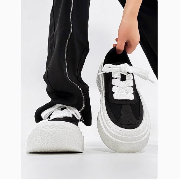 复古德训鞋厚底增高帆布鞋男潮网面饼干鞋透气运动板鞋松糕小白鞋