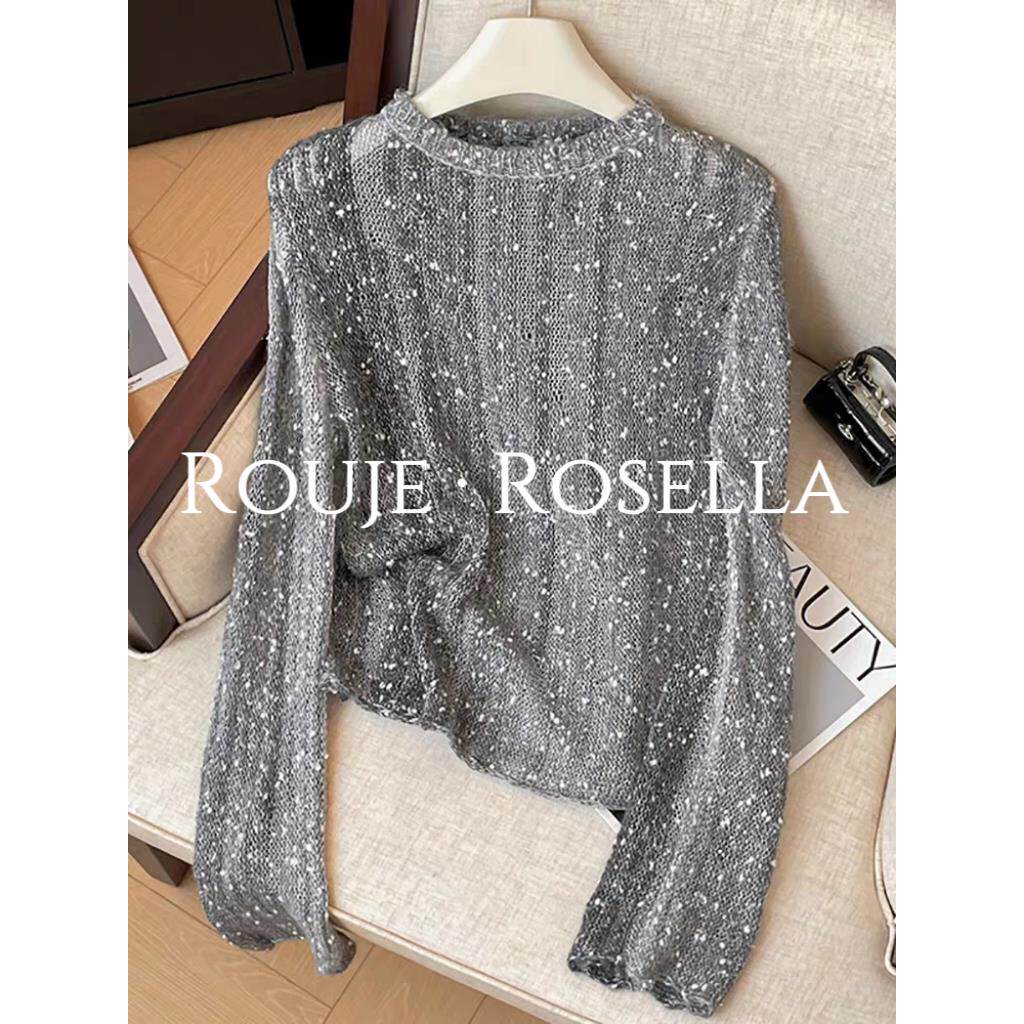 法国Rouje Rosella重磅推荐⭐精工亮片针织衫女春秋软糯显瘦上衣