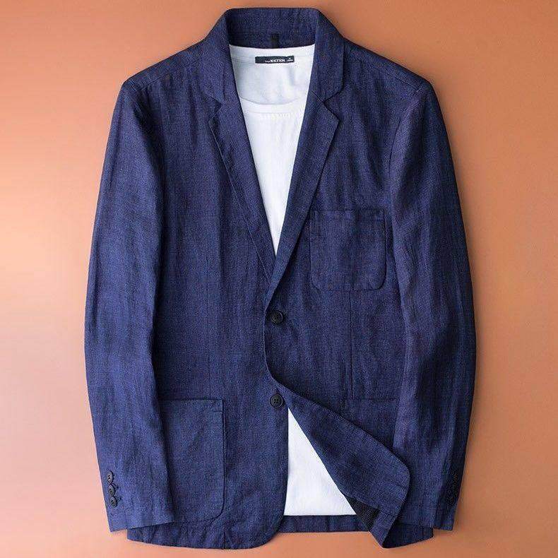 IT ins潮牌商务亚麻休闲 西服男士春秋修身英伦风小西装棉麻外套