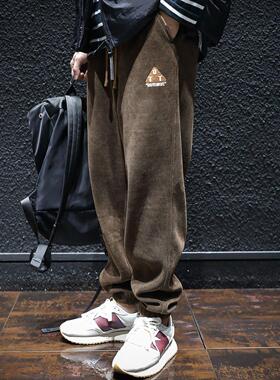 it neith BIAS潮牌重磅潮流雪尼尔休闲 裤男宽松大尺码束脚运动厚