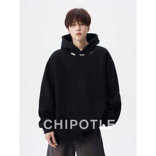 韩国CHIPOTLE美式重磅休闲连帽卫衣男2025秋季痞帅情侣款加厚外套