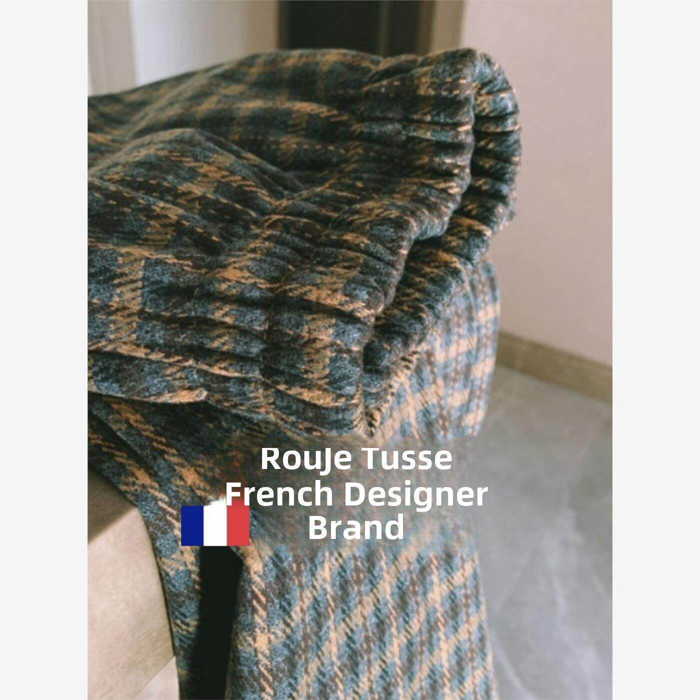 覆古绿色格子羊毛半身裙秋冬女格纹直筒裙羊绒开叉高腰小个子半裙