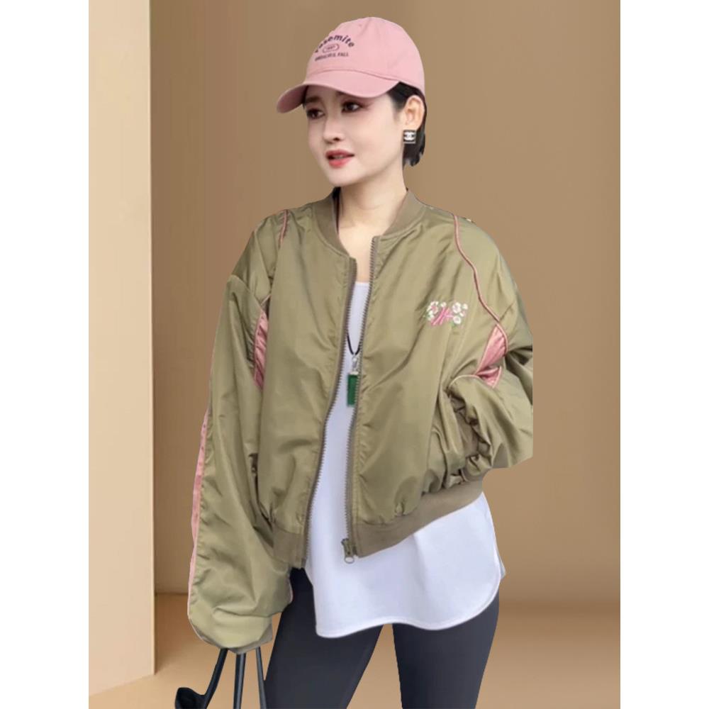 香港显瘦拼色短款外套女欧货2025春秋新款时尚休闲拉炼棒球服上衣