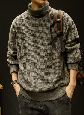 潮牌it neith BIAS秋冬季重磅加厚高领毛衣男美式宽松保暖针织衫