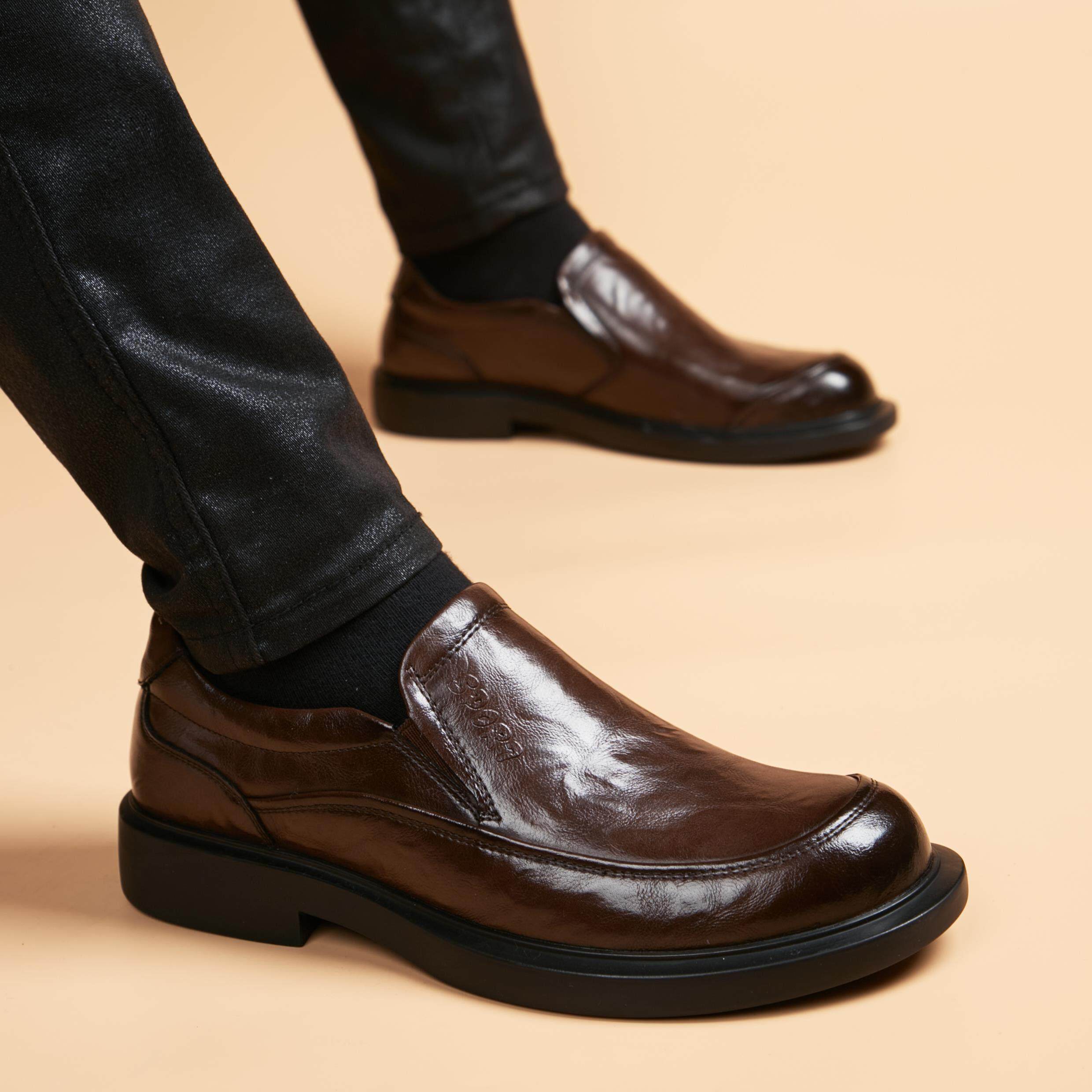 潮牌真皮一脚蹬皮鞋男2025新款英伦潮流商务正装圆头男士休闲 鞋