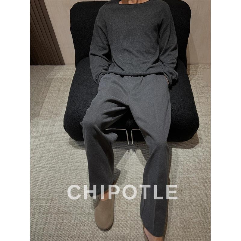 韩国CHIPOTLE高级感直筒卫裤男士2025秋季cleanfit垂感毛呢运动裤