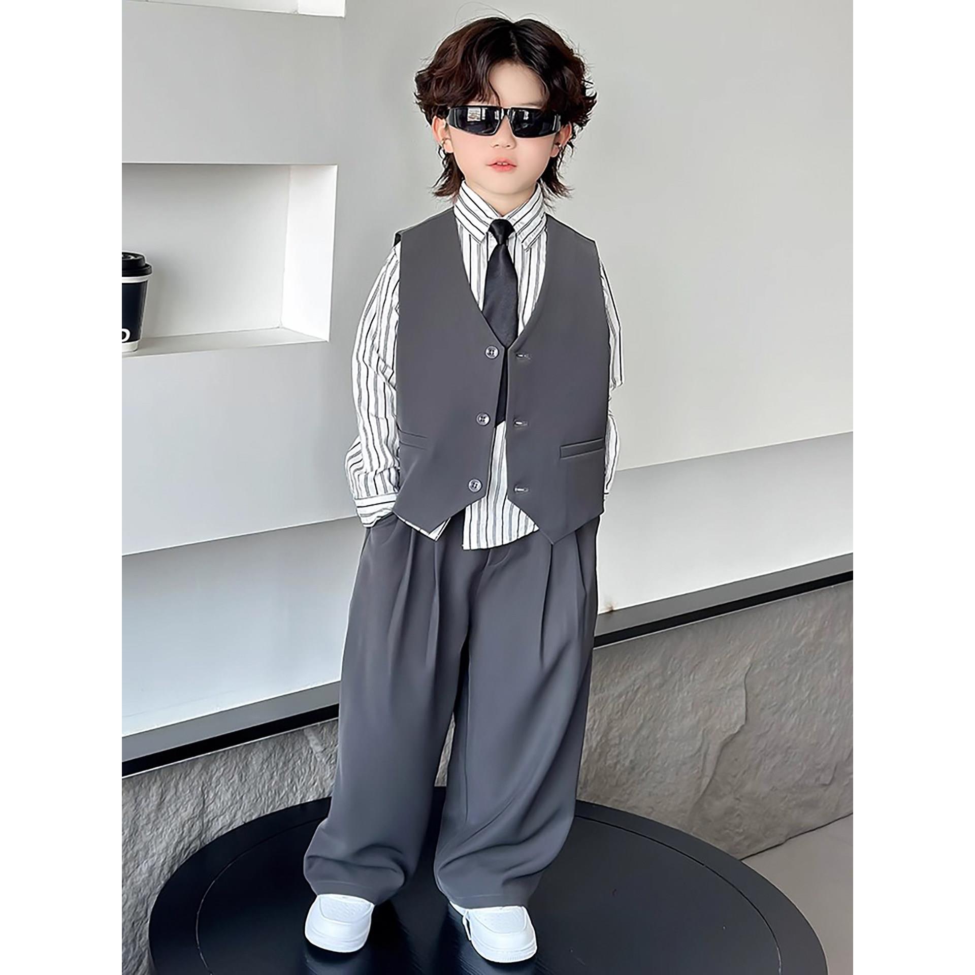 法国Uamtor男童西装套装春秋2025新款韩版休闲儿童西服花童婚礼服