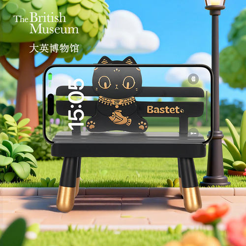 大英博物馆萌猫长椅平板手机支架