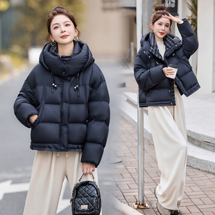 ERAL艾莱依短款羽绒服女2025冬季新款连帽宽松时尚休闲加厚面包服
