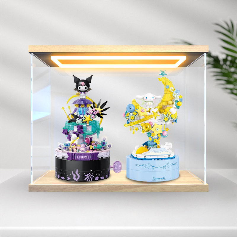 适用toptoy三丽鸥秘境精灵系列积木大耳狗酷洛米音乐盒收纳展示盒