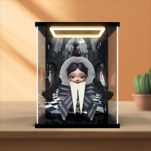 亚克力展示盒适用泡泡玛特ΘSKULLPANDA × 星期三毛绒公仔挂件