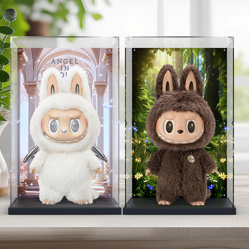 适用泡泡玛特zimomo labubu 大首领阴晴大天使公仔 亚克力展示盒
