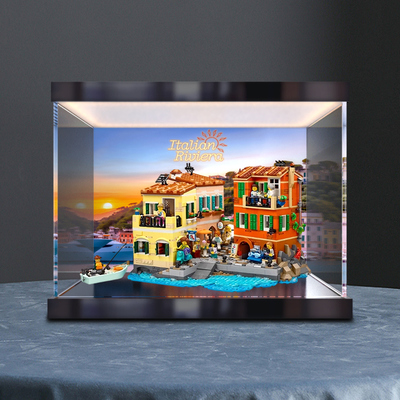 亚克力灯箱款展示盒适用21359意大利里维埃拉小镇模型手办潮玩