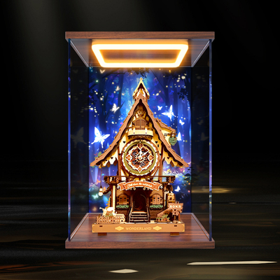 回灯亚克力透明展示盒 适用若客布谷鸟钟通用礼物diy拼装积木摆件