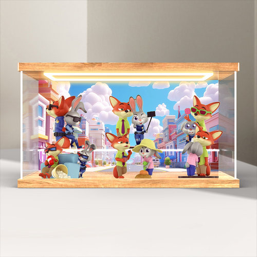 亚克力展示盒适用迪士尼疯狂动物城最佳拍档盲盒尼克朱迪过来抱抱