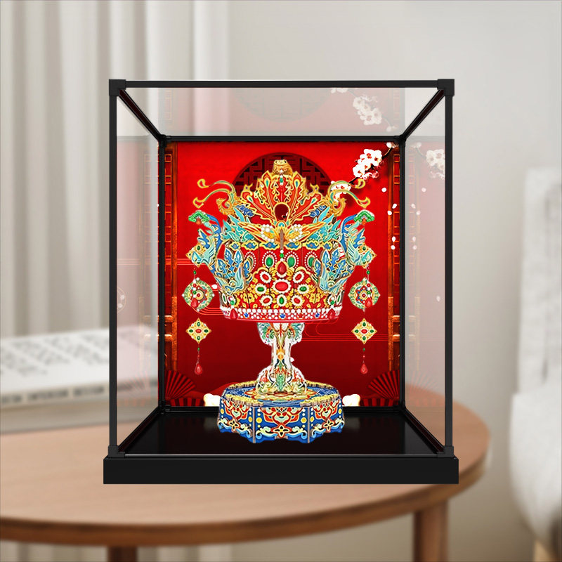 适用同趣有凤来仪展示盒八音盒凤冠积木新婚礼物亚克力展示盒