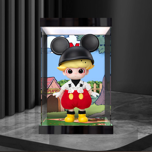 灯箱透明展示盒适用POPMART泡泡玛特DIMOO米奇可动人偶手办