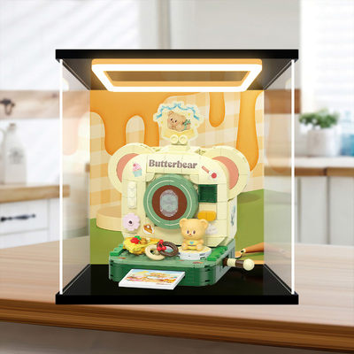 古薇媞适用TOPTOY 黄油小熊拍立得积木摆件亚克力回型灯展示盒