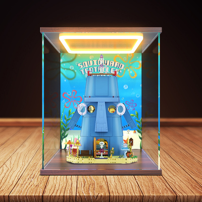 亚克力展示盒适用AREAX砖区积木海绵宝宝系列章鱼哥的石像屋手办