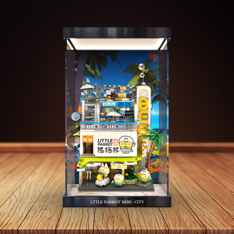 亚克力展示盒适用toptoy中国积木BEBE街景房小屋车防尘手办收纳盒