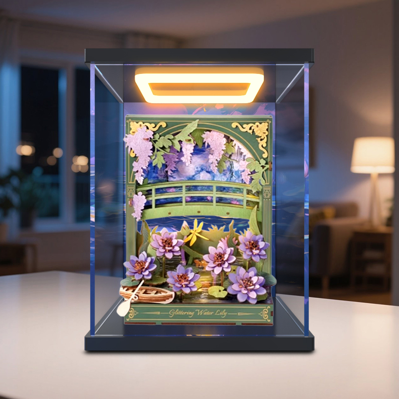回型灯高清防尘展示盒适用若客浮光睡莲木艺画集手办模型收纳