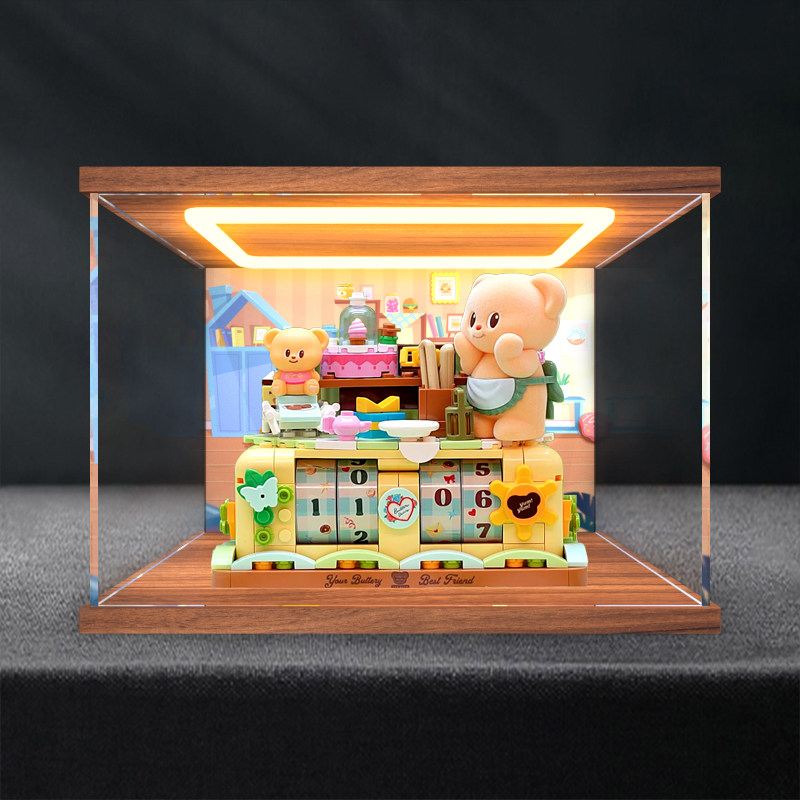 亚克力防尘展示盒适用TOPTOY黄油小熊黄油的每一天万年历积木手办