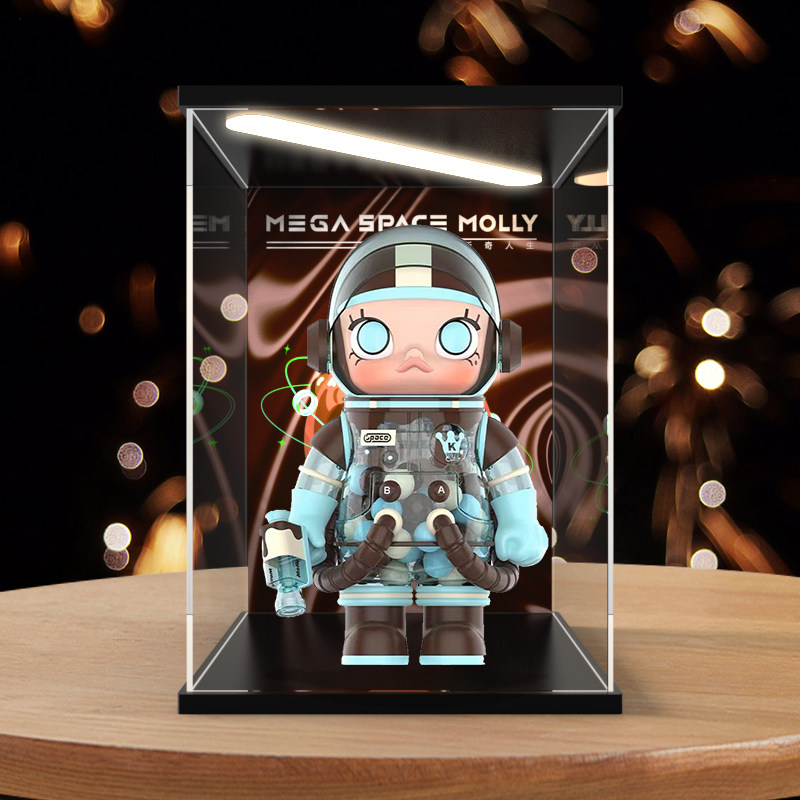 灯光展示盒适用popmart泡泡玛特mega space molly 400%薄荷巧克力