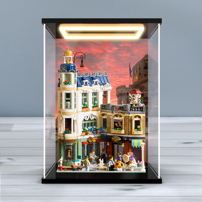 古薇媞适用乐高11371购物大街建筑街景一体积木模型回型灯展示盒