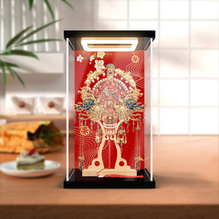 古薇媞适用新娘结婚团扇手工拼接模型礼物防尘亚克力回型灯展示盒