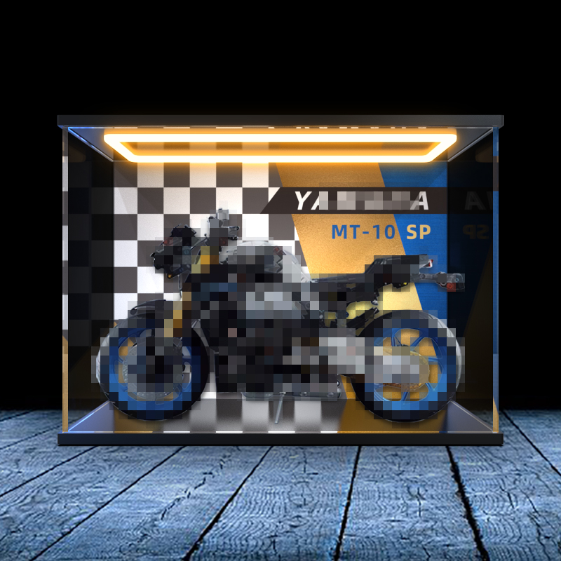 亚克力回型灯展示盒适用积木 42159 雅马哈摩托车 模型摆件防尘罩
