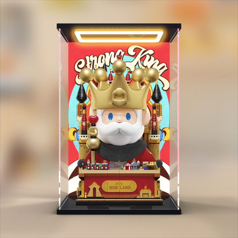 适用AREAX砖区寻找独角兽FARMERBOB国王大体积木亚克力防尘罩子