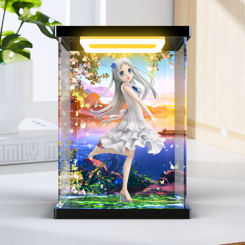 灯光透明展示盒适用GSC良笑社 POP 未闻花名 本间芽衣子 面码手办