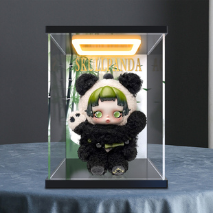 适用泡泡玛特SKULLPANDA熊怠怠毛绒公仔挂件吊卡亚克力防尘展示盒