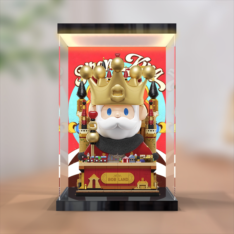适用AREAX砖区寻找独角兽FARMERBOB国王大体积木灯箱亚克力展示盒