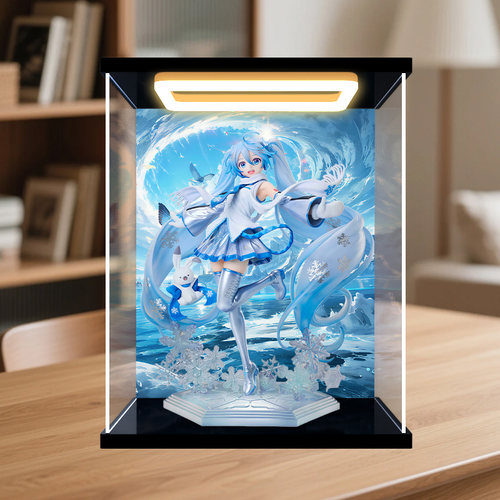 古薇媞适用初音 雪未来 SKY TOWN 10周年纪念 手办模型回灯展示盒