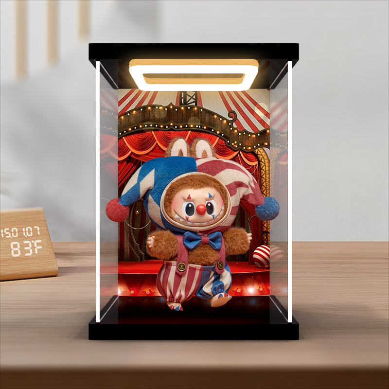 防尘收纳盒适用泡泡玛特WHY SO SERIOUS 万圣节搪胶亚克力展示盒