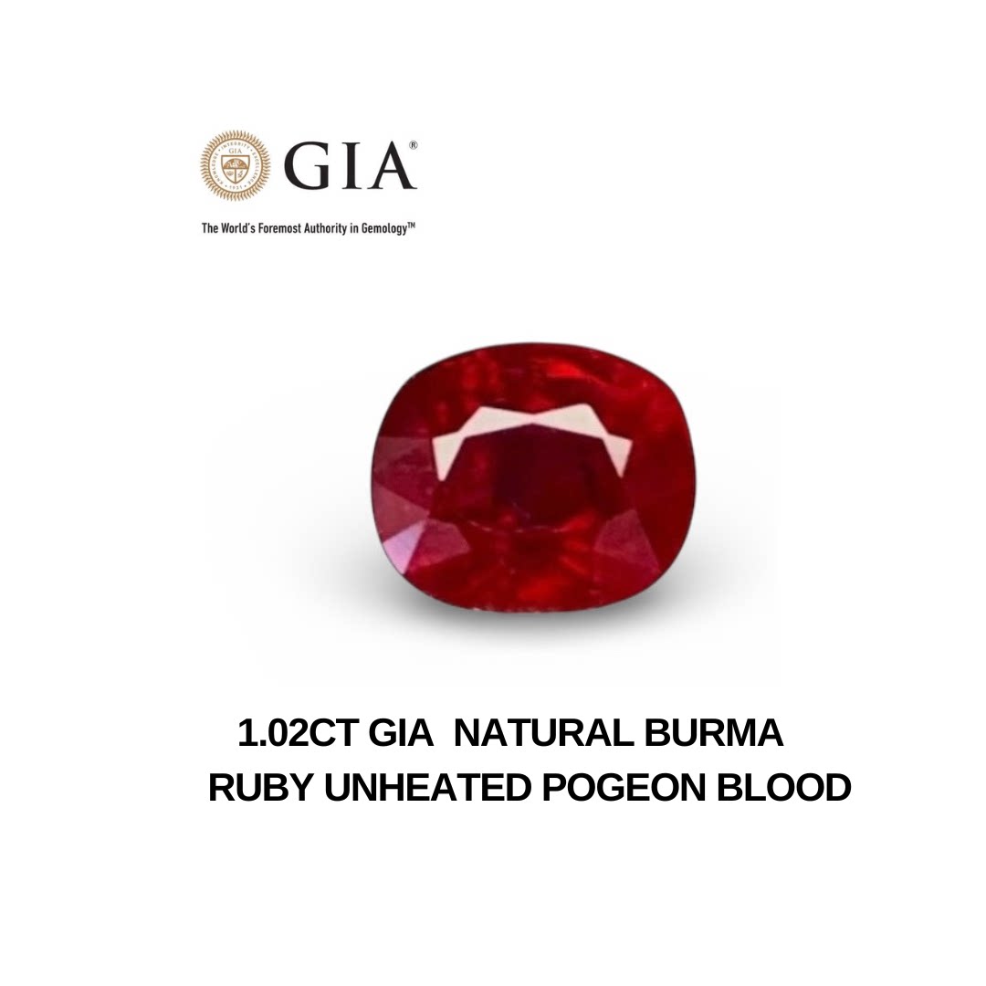 GIA天然缅甸鸽血红无烧红宝石1.02克拉裸石戒面彩宝会RMA132