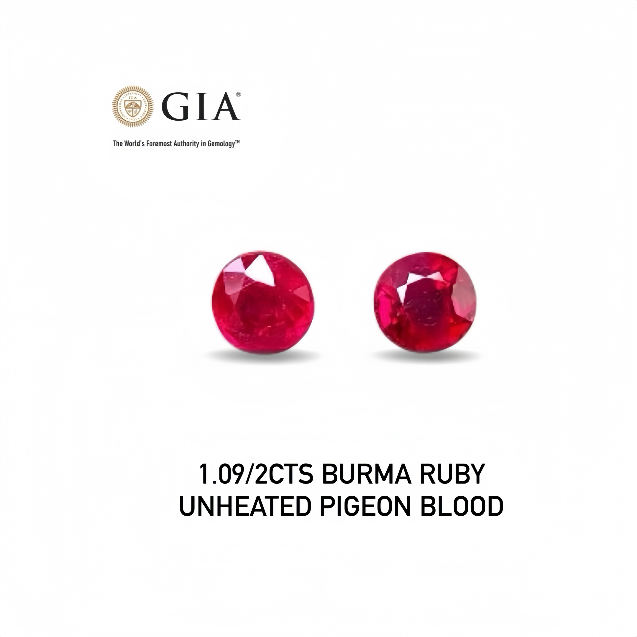 GIA缅甸无烧鸽血红红宝1.09克拉
