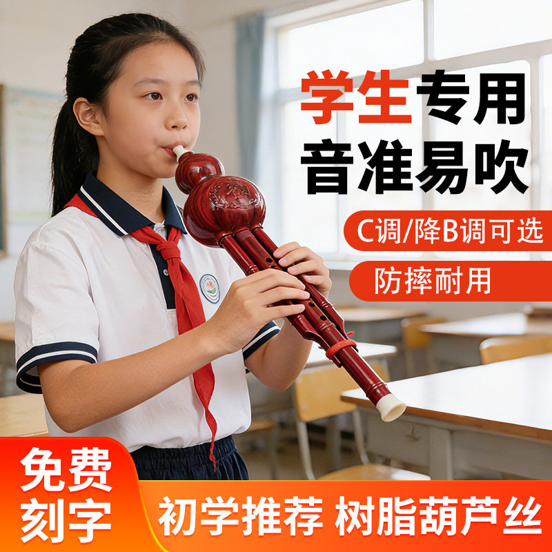 葫芦丝乐器民族初学者儿童C调降B调学生专用专业演奏音准刻字防摔